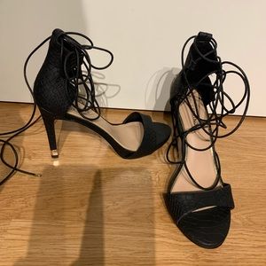 Call It Spring black lace up heels